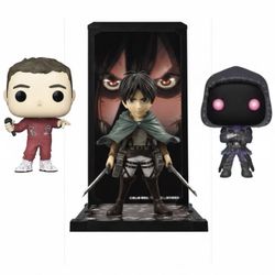 3 Collectible Figure Lot: Logic Funko Pop Fortnite Raven Pop Attack on Titan Eren
