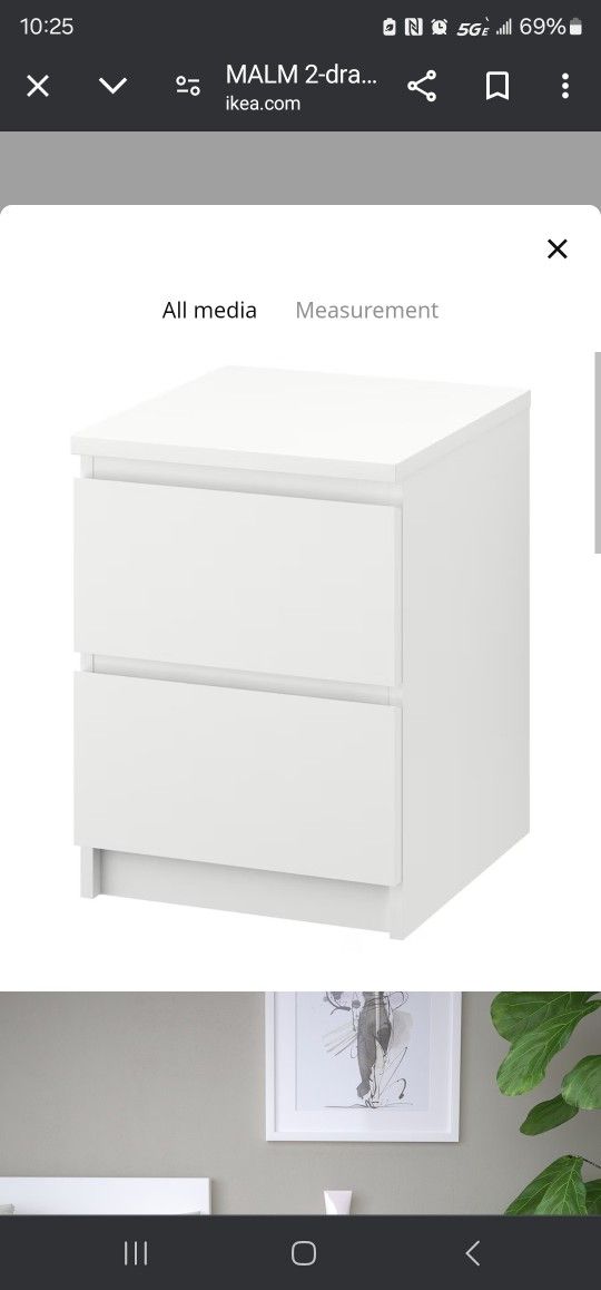 2 White MALM Nightstand