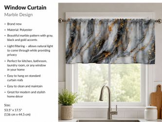 🪟 Modern Marble Kitchen Window Valance