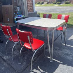 Vintage Retro 1950s 1960s Chrome Formica Kitchen Dining Table and Chairs