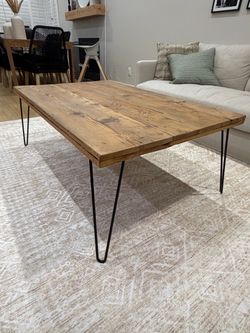 Reclaimed Wood Coffee Table with Hairpin Legs