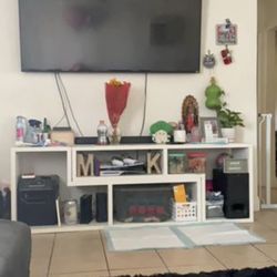 White Real heavy wood tv sectional station