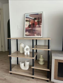 Multi Tier Open Shelf Coffee Table Station