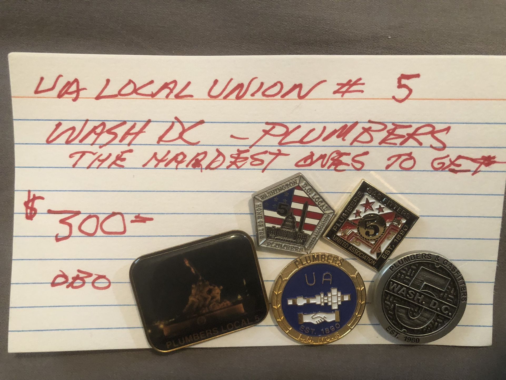 United Association Union Pin From Washington D. C.