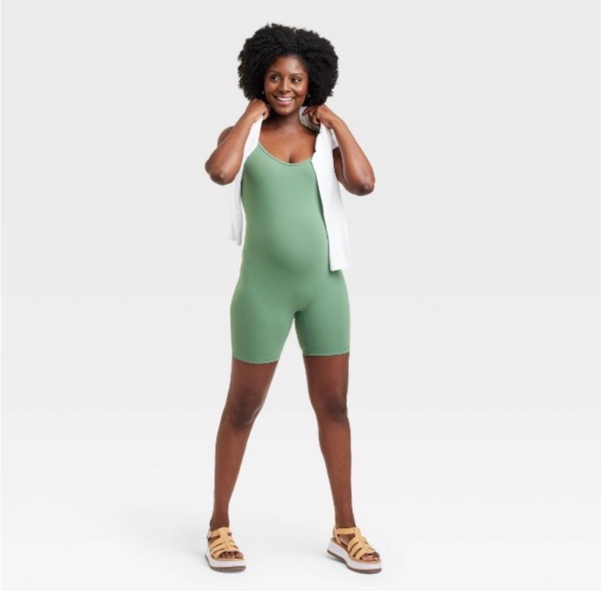 NEW Isabel Maternity Green Sleeveless Unitard Bodysuit Women’s Size Large