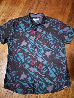 Men’s Blue & Purple Cool Vibes Button Up Shirt