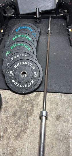 7ft Barbell and Bumper plates