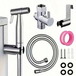 Complete Toilet Accessory Set, Including A 304 Stainless Steel High-Pressure Spray Gun, Alloy Water Separator, High-Quality Shower Hose, And Powerful 