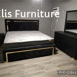 Brand New 6 Pcs Bedroom Set King Bed, 1 Night, Dresser, Mirror, Boxspring & Mattress $1199