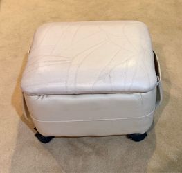 Vintage Leather Ottoman/Sewing Box with Wheels