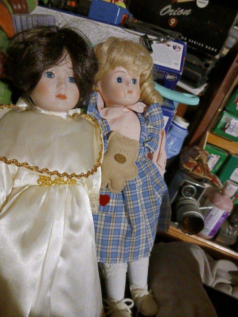 2 Vintage China Dolls Mint