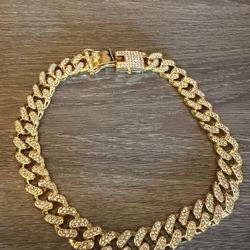 Gold Diamond Dog Collar Chain 