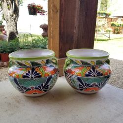 TALAVERA Green Mint Clay Pots, Planters. Plants. $45 Cada Una