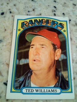 Vintage 1972 Topps baseball/ Ted Williams/ Texas rangers/ manager/ card # 510