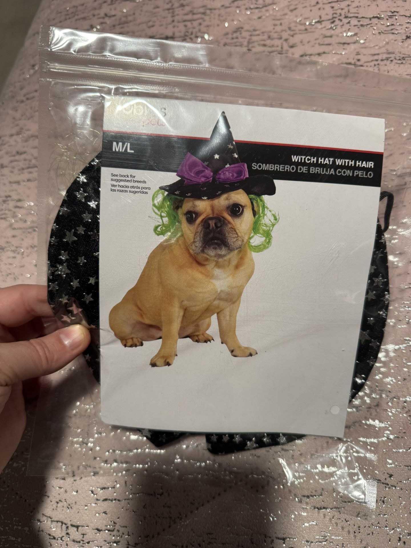 M/l New Witch’s Hat With Hair For Dog