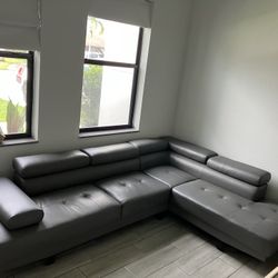 Brand New Grey Leather Couch 
