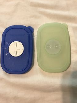 Set of 2 Tupperware mini fridge smart lids #4154 blue green