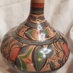Vintage Tonala Pottery Vase Mexican Folk Art 