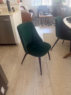 Green Velvet Dining Chair Mid-Century Style
