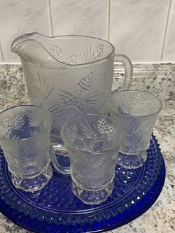 5 pc. Crystal Collection: Drink's Pitcher, 3 Cups, & Carrier