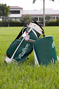 Malbon Golf Stand Bag Green and White