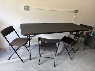 Black Folding Table with 4 Chairs