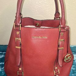 Michael Kors Bedford Lagacy Large Leathwr Tote Bag In  Red