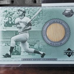 Johnny Bench 2002 Upper Deck Sweet Spot Classics Game Used Bat Card B-JB