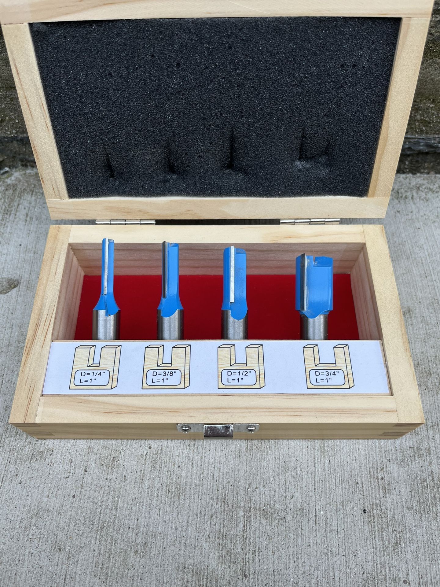 Rockler 4pc Straight Bit Set , 1/2” Shank
