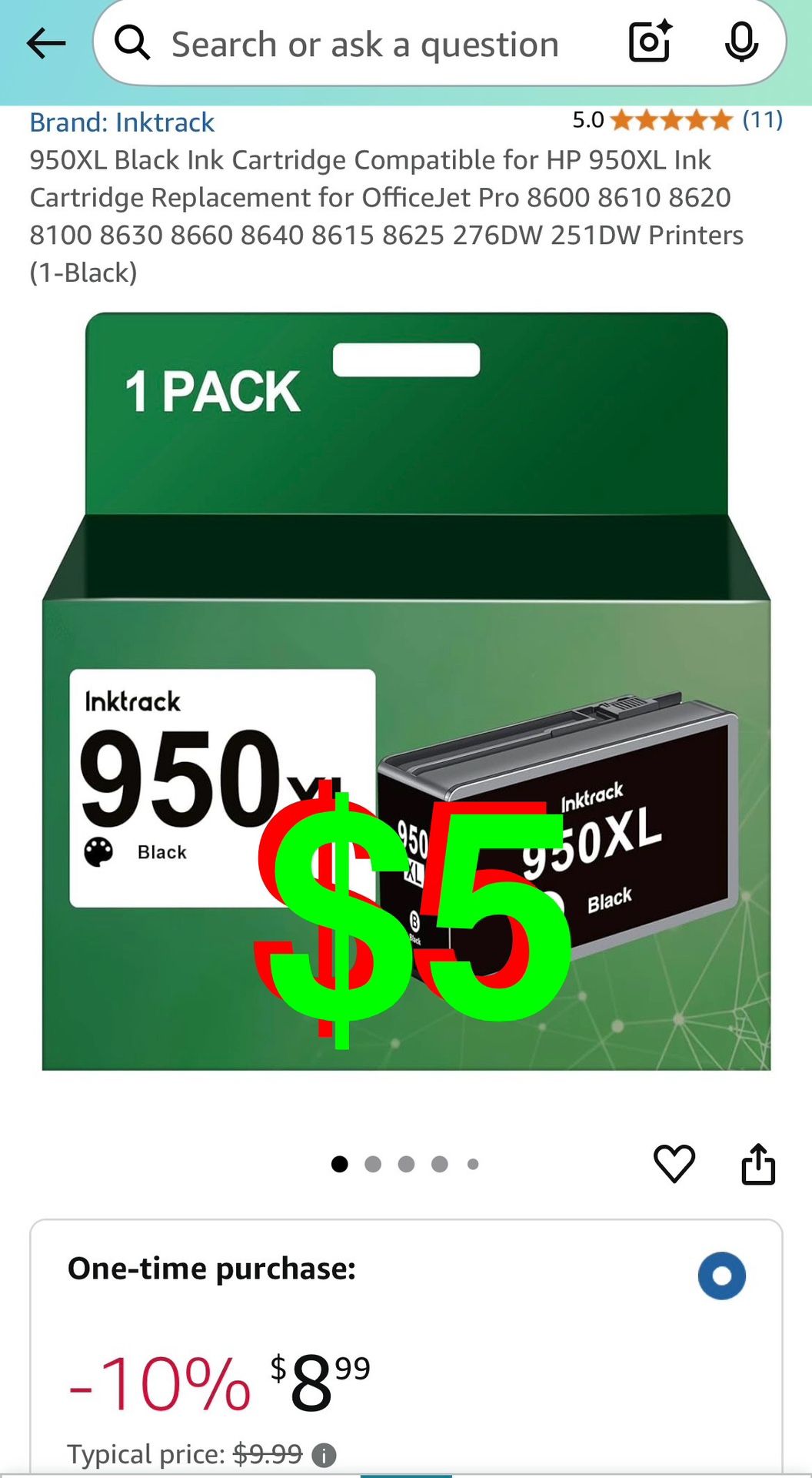 Premium - 950XL Black Ink Cartridge Compatible for HP 950XL Ink Cartridge Replacement for OfficeJet Pro 8 8 8 8 8625 2