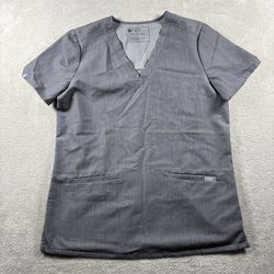 FIGS Women’s Small Gray Technical Collection Scrub Top V-Neck #4A