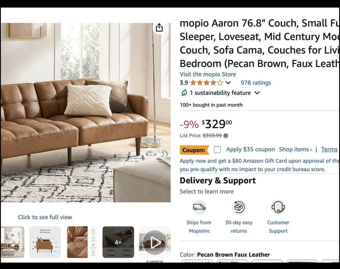 Faux Leather Futon