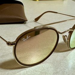RayBan Round Double Bridge Rose Gold Lenses