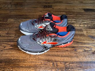 Brooks Adrenaline GTS 14 Shoes Mens Size 11 Gray Orange Mesh Running Sneakers