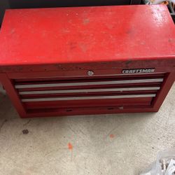 Vintage 4 Drawer Craftsmen Tool Box Red 26” By 12” And 16” Tall