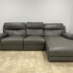 Leather Power Recline Recliners - Gray