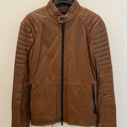 Armani Exchange Brown Leather Lamb Jacket (Medium)
