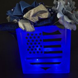 Police Officer Commemorative Light Up Block Glass