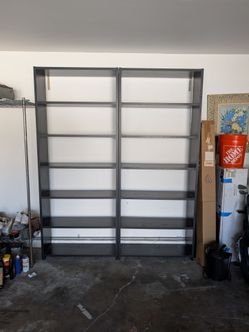 2 Matching Black Extra-Tall Bookshelves – 86" Tall