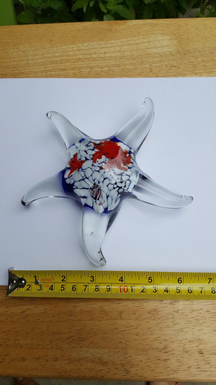 Murano Glass Starfish Paperweight Figurine Crab Seashell Vintage
