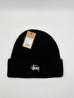 Stussy Basic Cuff Beanie Black White Logo New With Tags