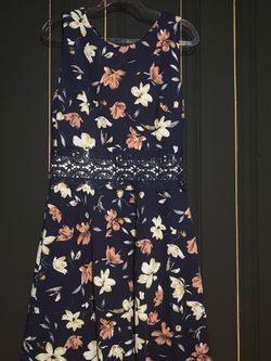 Dark Blue Navy Floral Dress Size small