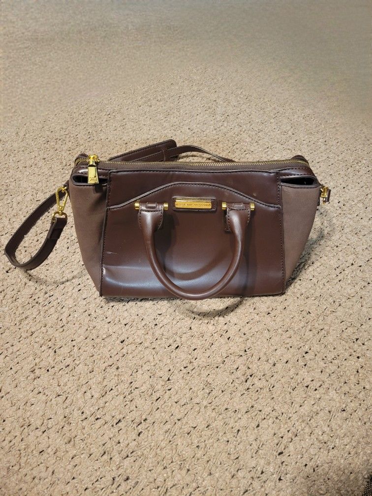 WOMENS ADRIENNE VITTADINI SHOULDER PURSE BROWN LEATHER