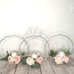 Wedding Party Table Centerpiece Pink Rose Set Of 3 