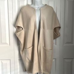 Melanie Lyne Cream Sleeveless Open Face Knit Cardigan Size M