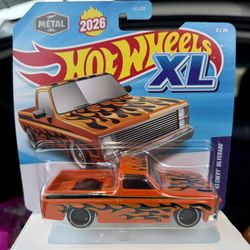 Hot Wheels XL 83 Chevy Silverado 1/43 2026 3/24 Diecast Orange Flames Brand New