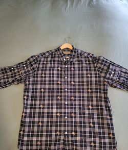 Like NEW Burberry Button Down Dress Shirt XL Classic Plaid