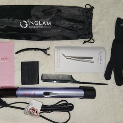 IG INGLAM Titanium Flat Iron, 1 Inch, 250-450°F Range, Negative Ionic, Dual Voltage, Purple