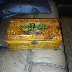 Vintage Cedar Jewelry Box 10.5" X 6.5" X 4"
