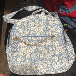 Blue And White Backpack 